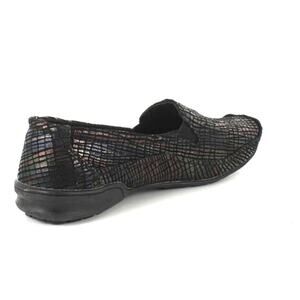 Bernie Mev Pam Loafers Sz 7/38 Dark Multi Iridescent Metallic Black Comfy NWOB